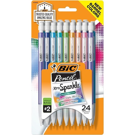 Bic Mechanical Pencils, Push-Button, .7mm, No. 2, 24/PK, Ast 6PK BICMPLP241